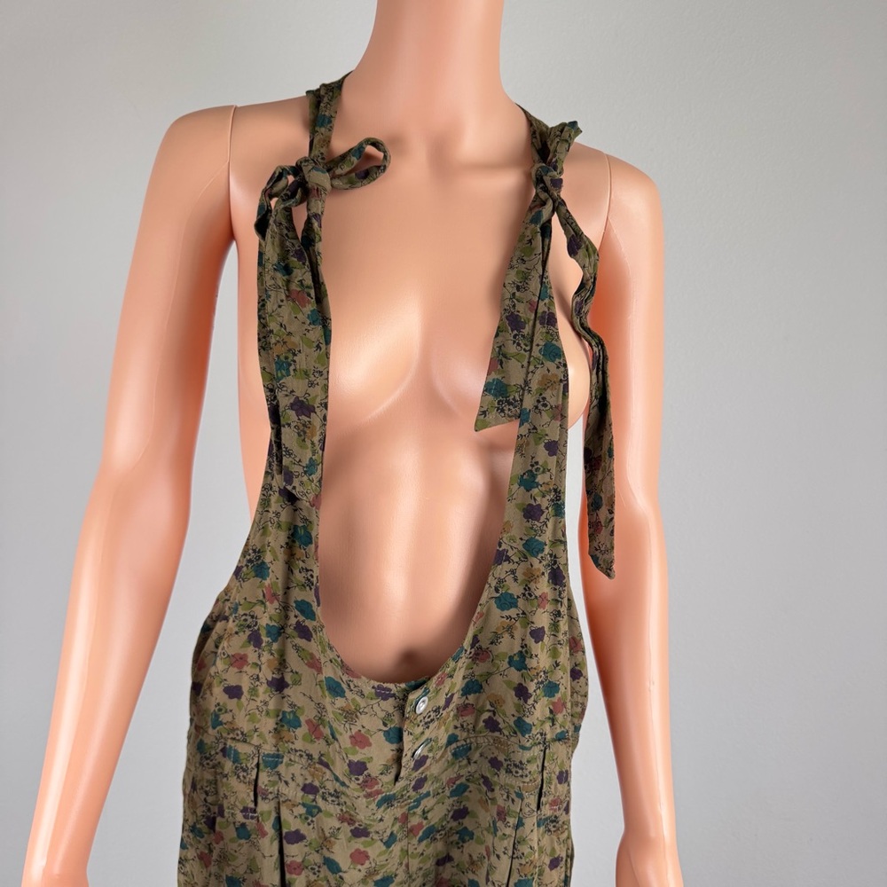 Free people Floral Rayon Overalls Jumpsuit Green Lightweight - Picture 2 of 15
